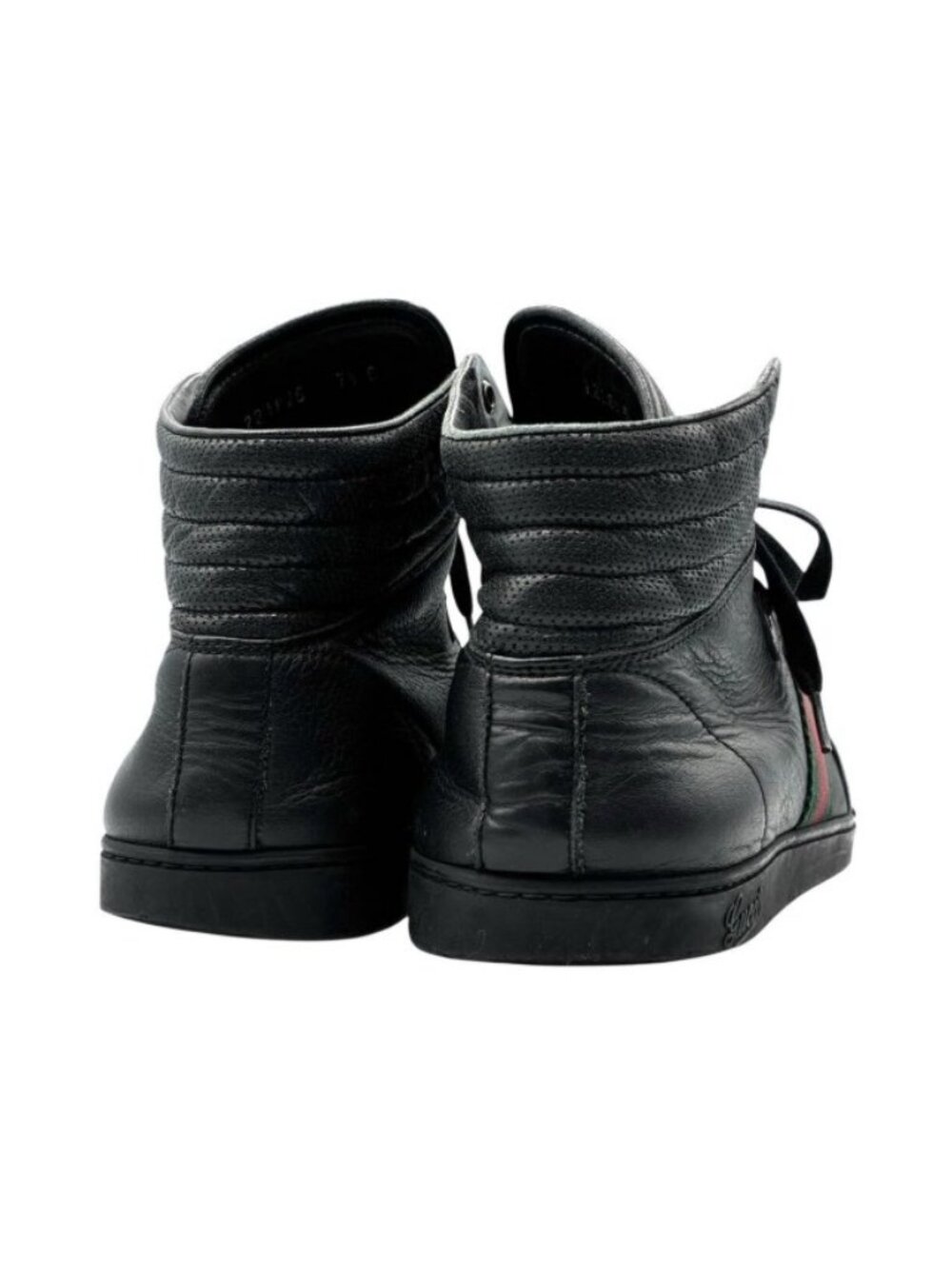 Gucci High Cut Sneakers Leather Black Sherry Line 7.5 - Picture 6 of 9